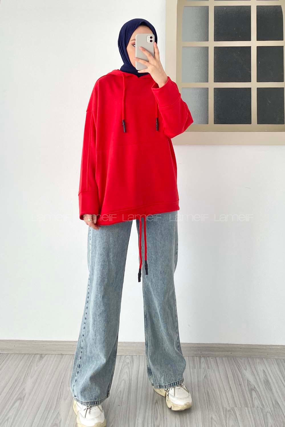 Modalamelif Kırmızı Berendıne Z Üç İplik Sweat