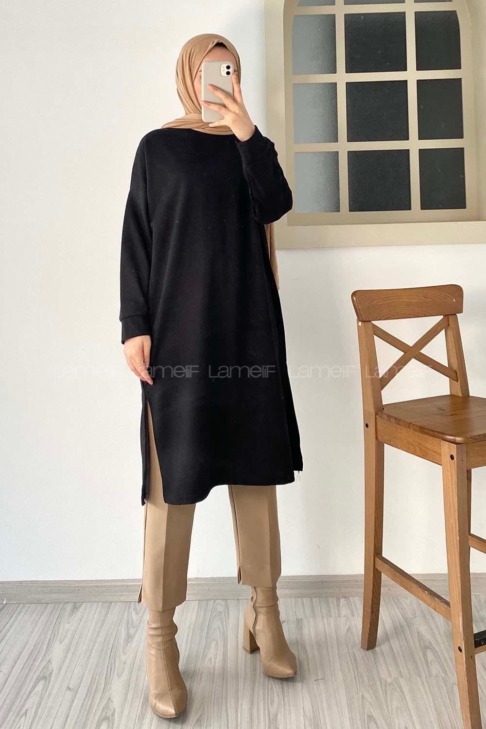 Modalamelif Düz Tesettür Model Tunik Siyah