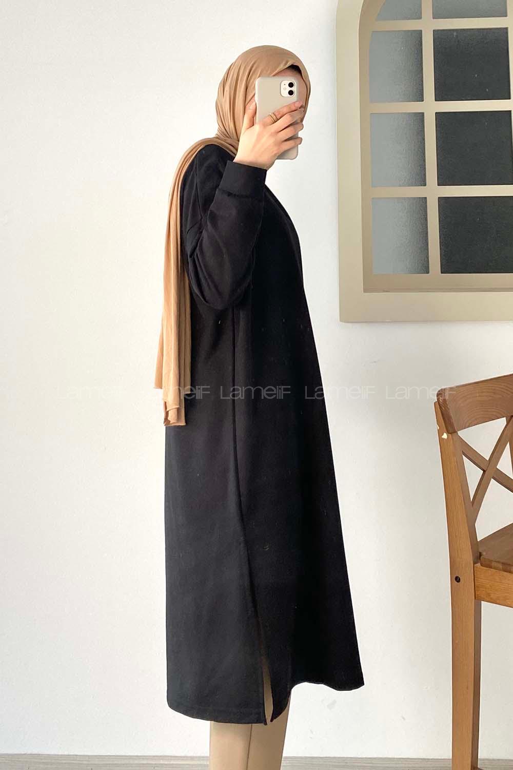 Modalamelif Düz Tesettür Model Tunik Siyah