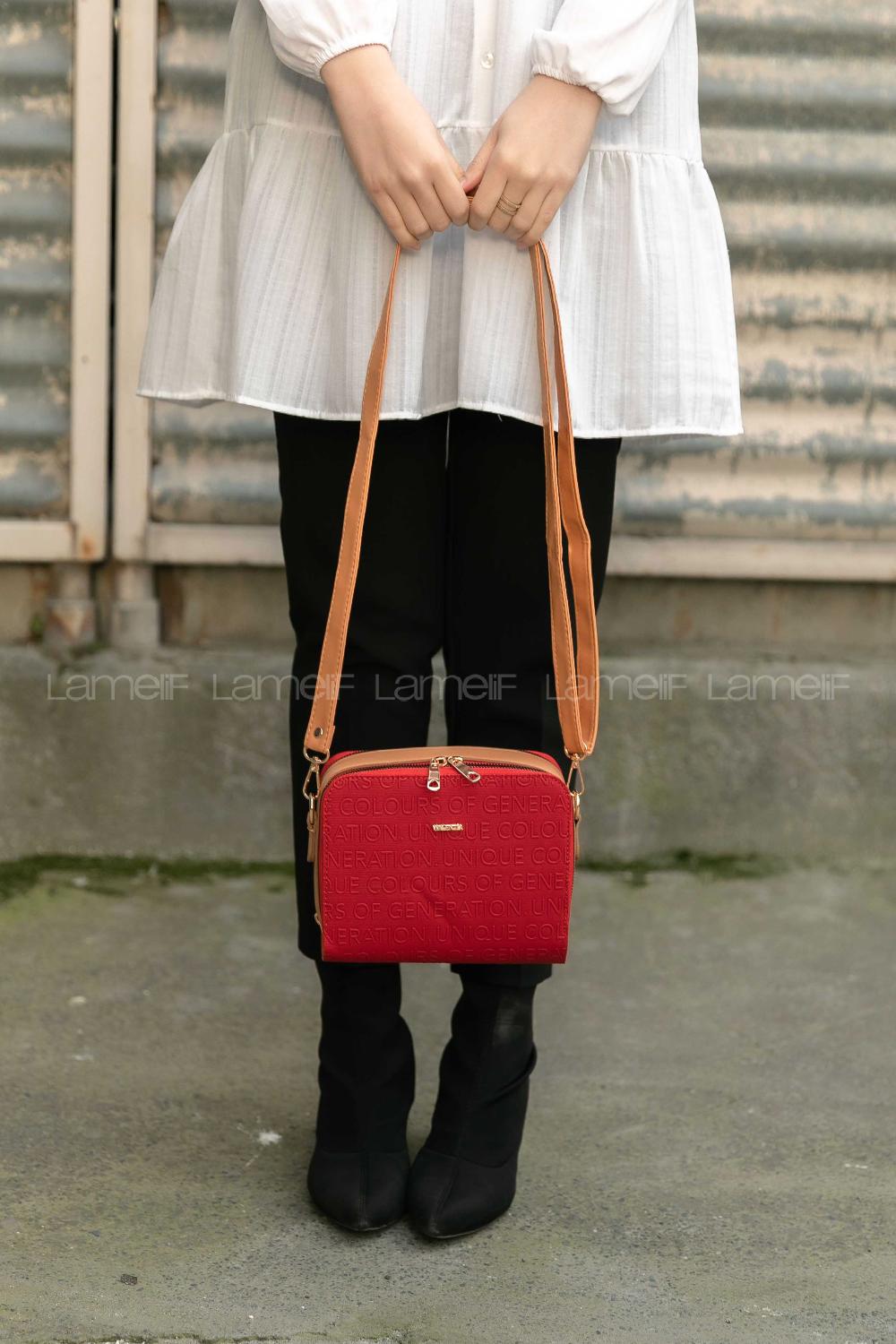 Lamelif  iki Gözlü El Omuz Valentia Çapraz Çanta Kırmızı