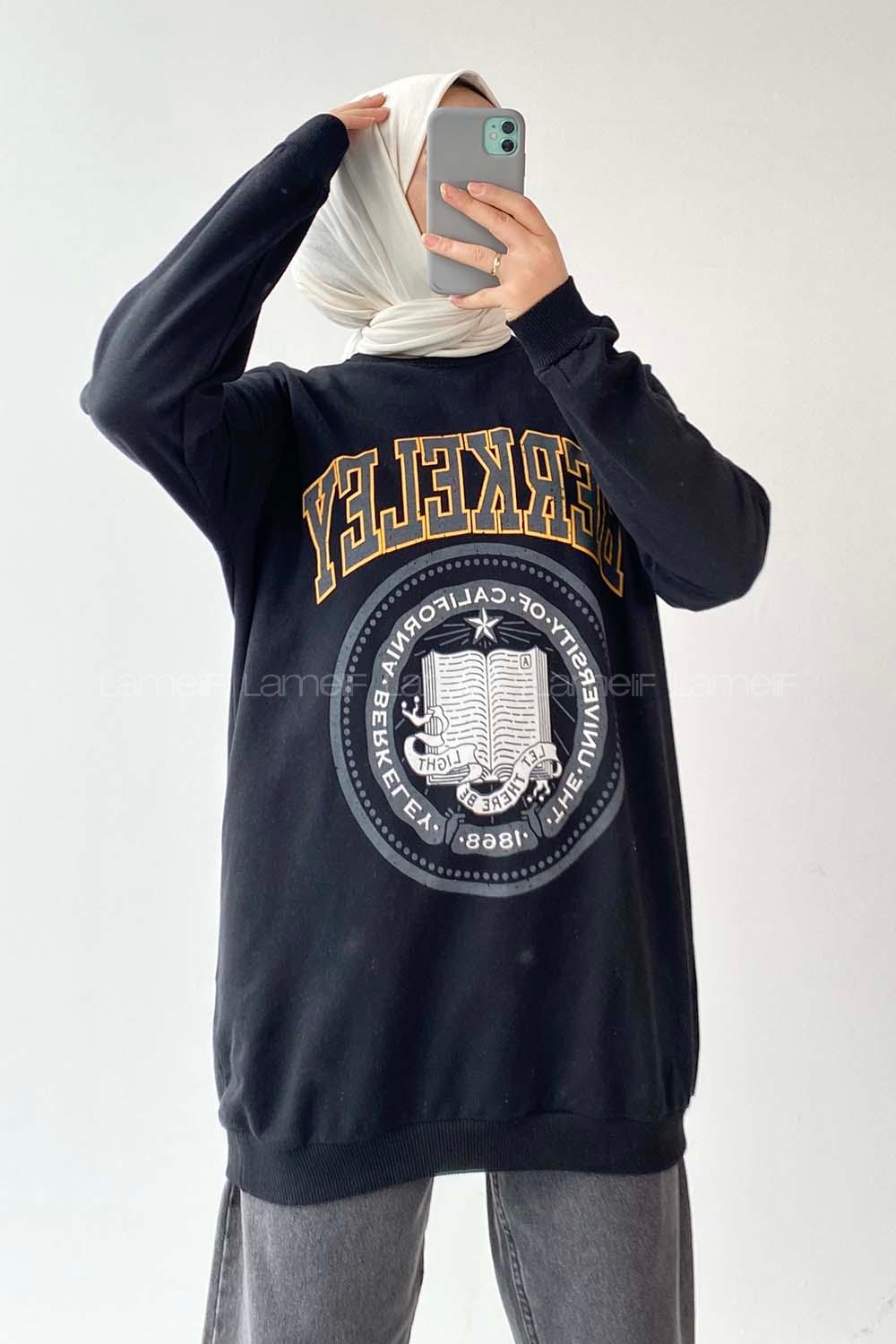 Black Medium Crew Neck Long Arm Unprinted Sweatshirt