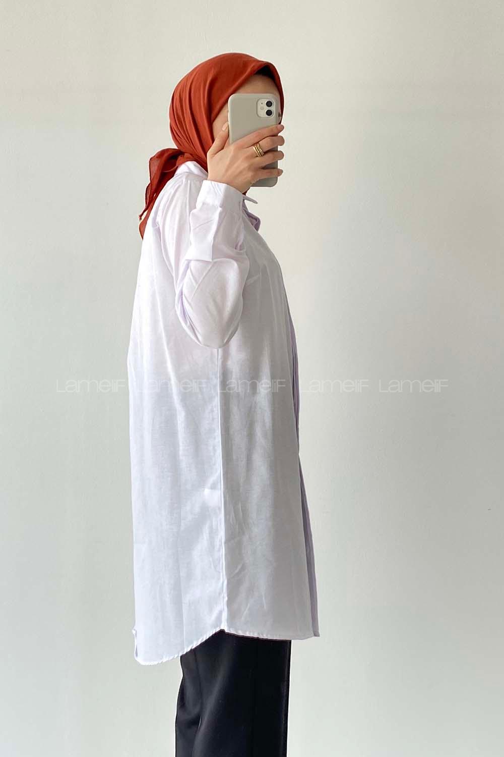 Modalamelif Gizli Düğme Detaylı Poplin Gömlek Beyaz