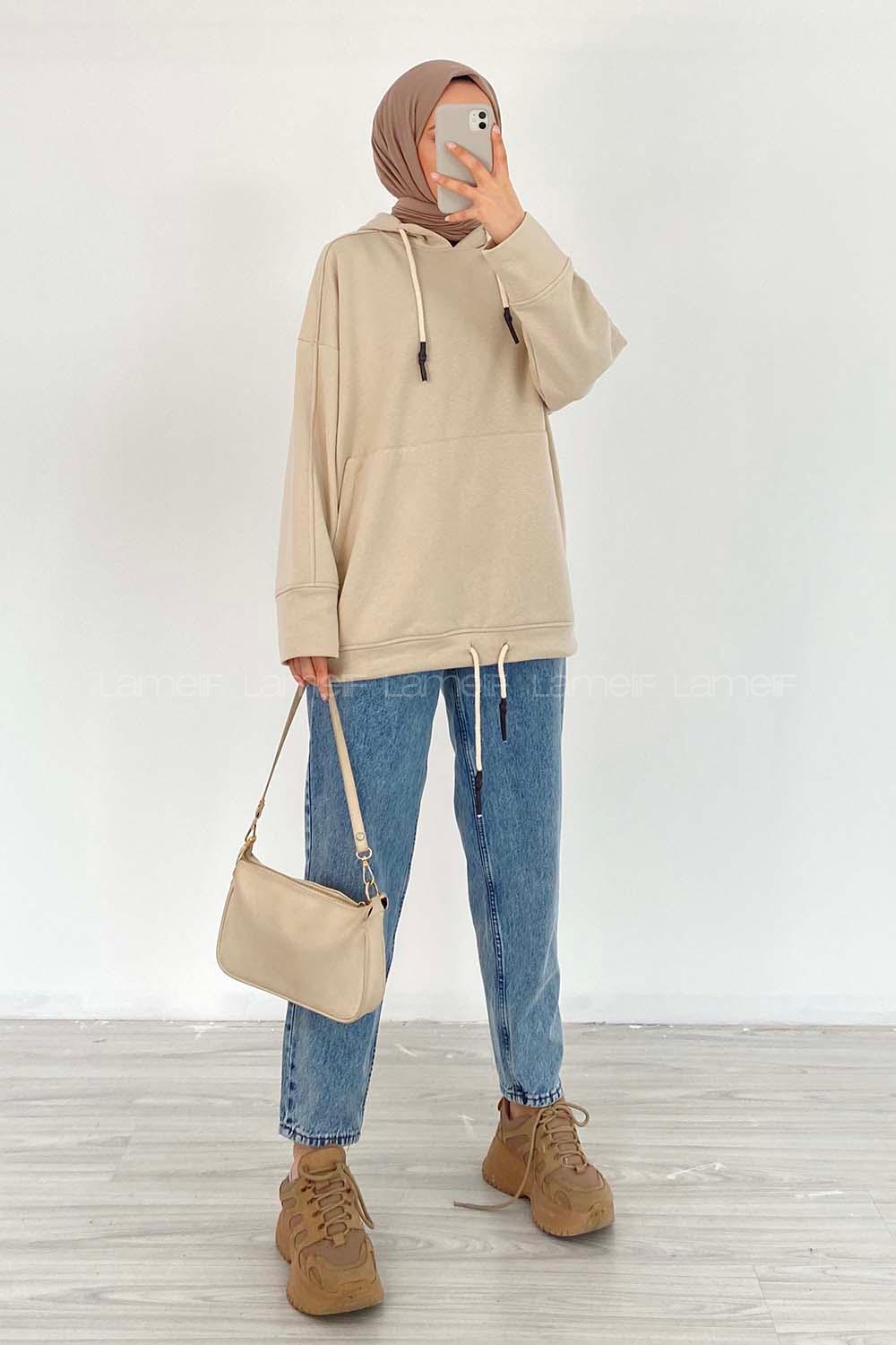 Modalamelif  Berendıne Z Üç İplik Sweat Bej