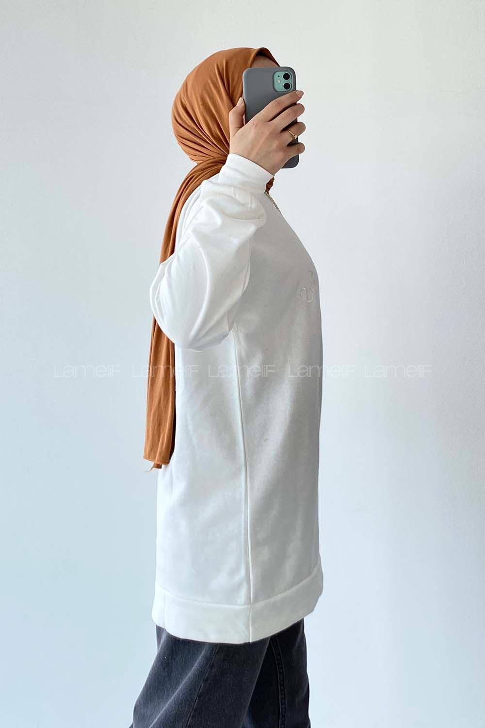 Modalamelif Bisiklet Yaka Calabasas Baskılı Sweat Beyaz