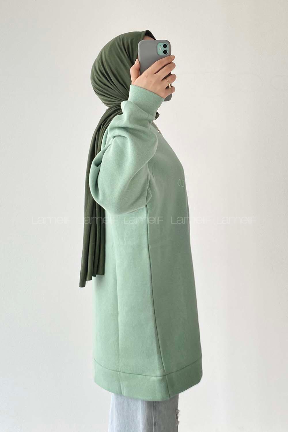 Modalamelif Bisiklet Yaka Calabasas Baskılı Sweat Mint Yeşili