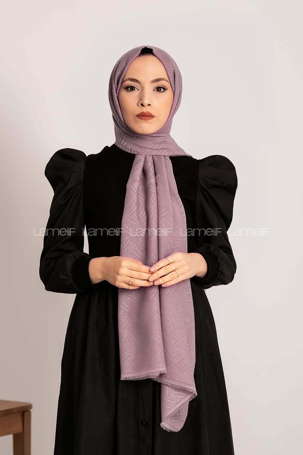 Modalamelif Brush Desen Pamuk  Şal Lila