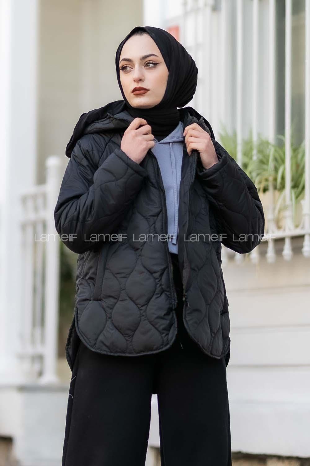 Modalamelif Kapitone Model Oversize Şişme Mont Siyah