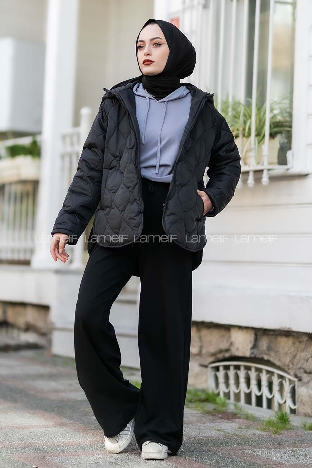 Modalamelif Kapitone Model Oversize Şişme Mont Siyah