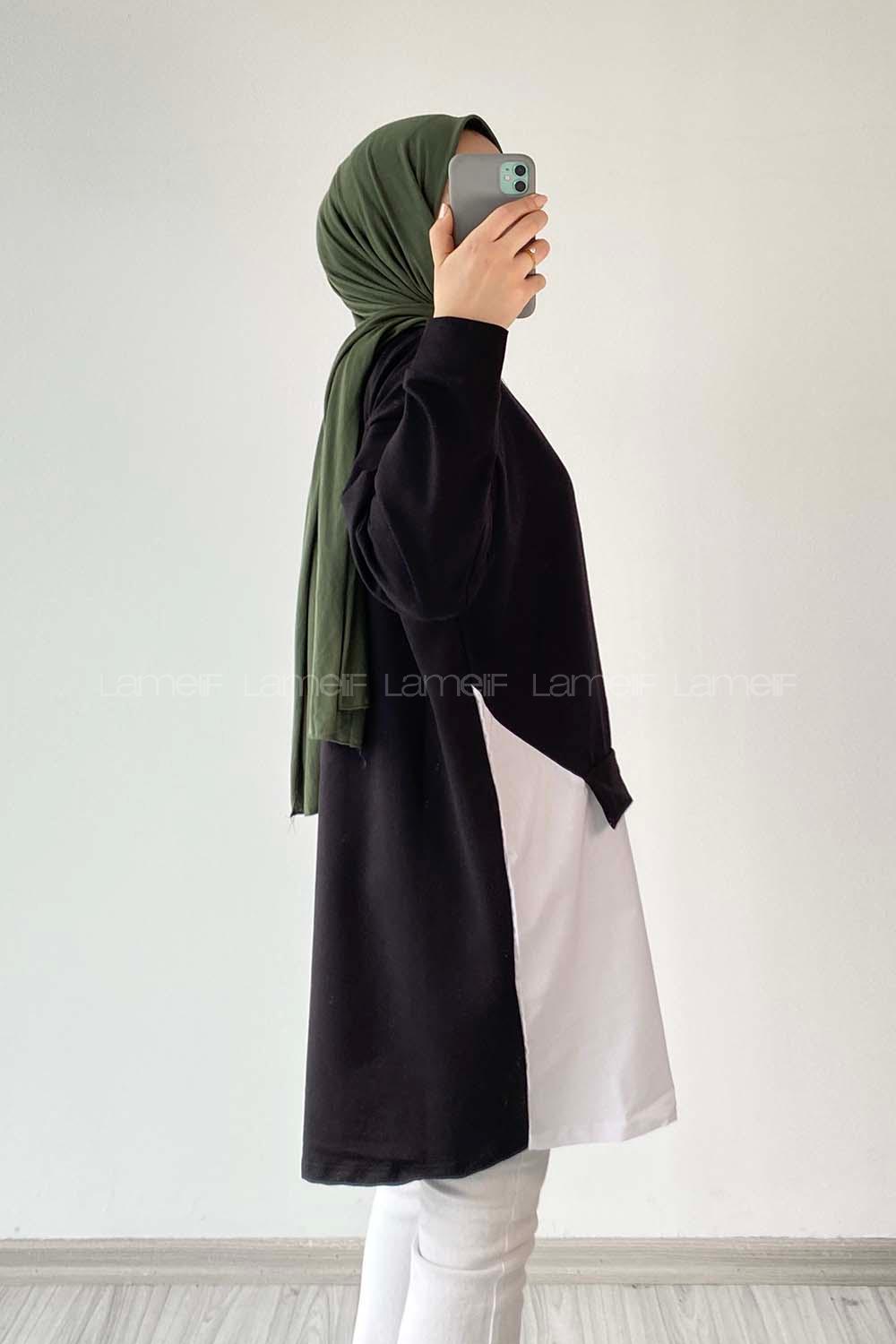 Modalamelif Dakron Renk Garnili Sweat Siyah