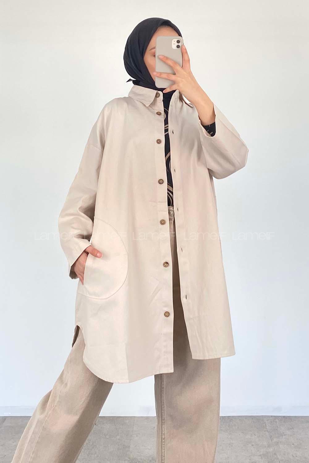 Stone Shirt Collar Long Arm Cotton Unprinted Shirt