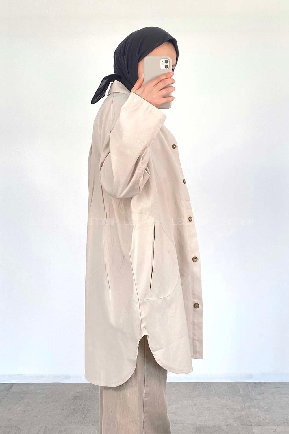 Stone Shirt Collar Long Arm Cotton Unprinted Shirt