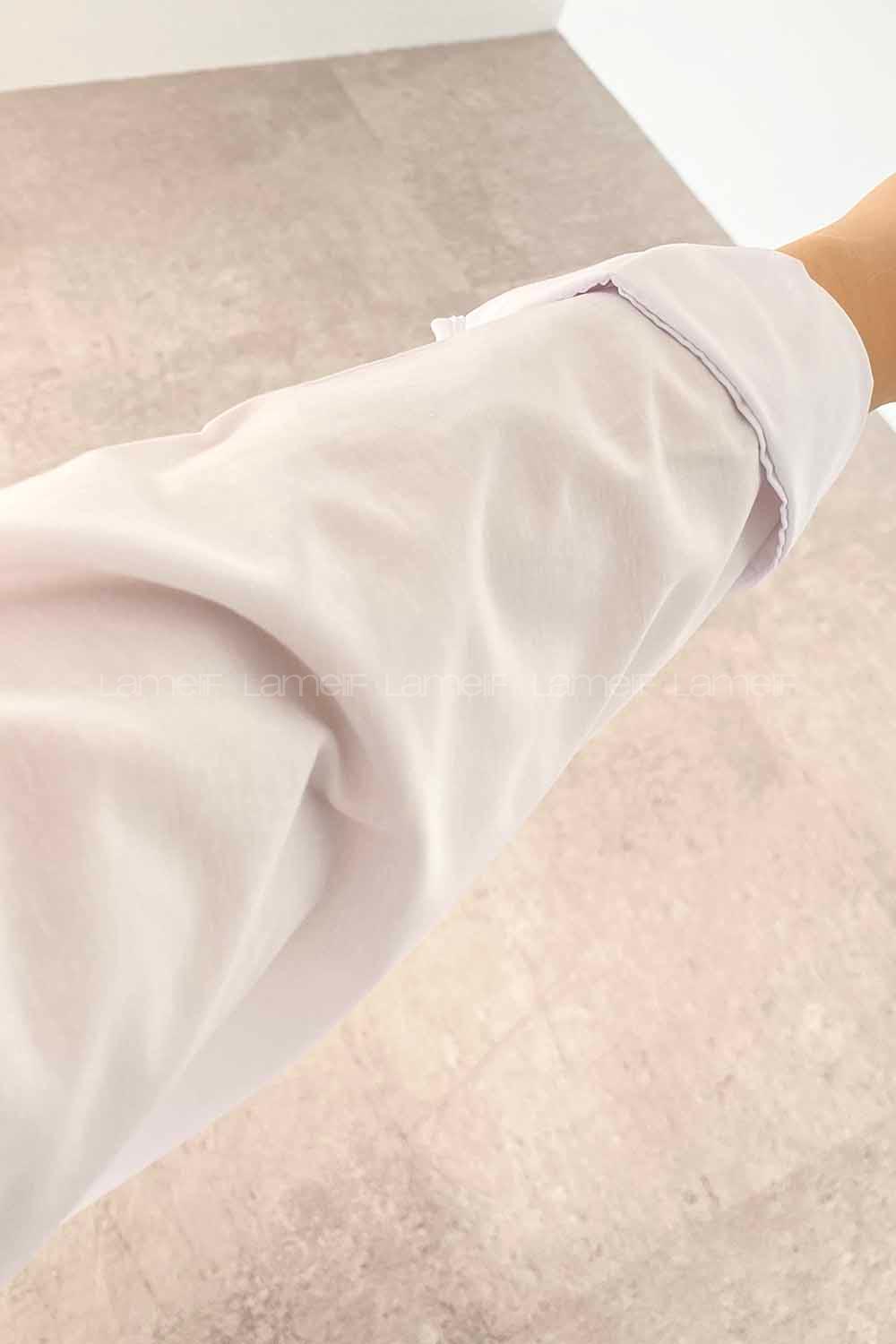 White Shirt Collar Long Arm Cotton Unprinted Shirt
