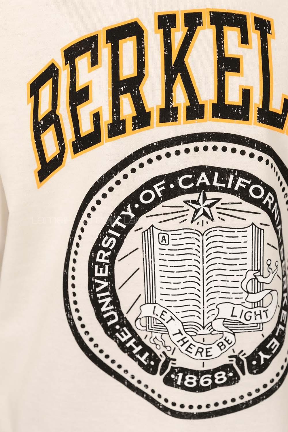 Modalamelif Bisiklet Yakalı Berkeley Yazı Baskılı Tunik Beyaz