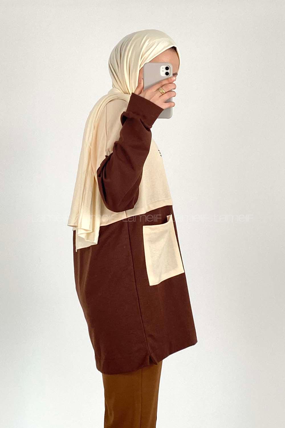 Modalamelif Garnili Cepli Balance Sweat Acıkahve