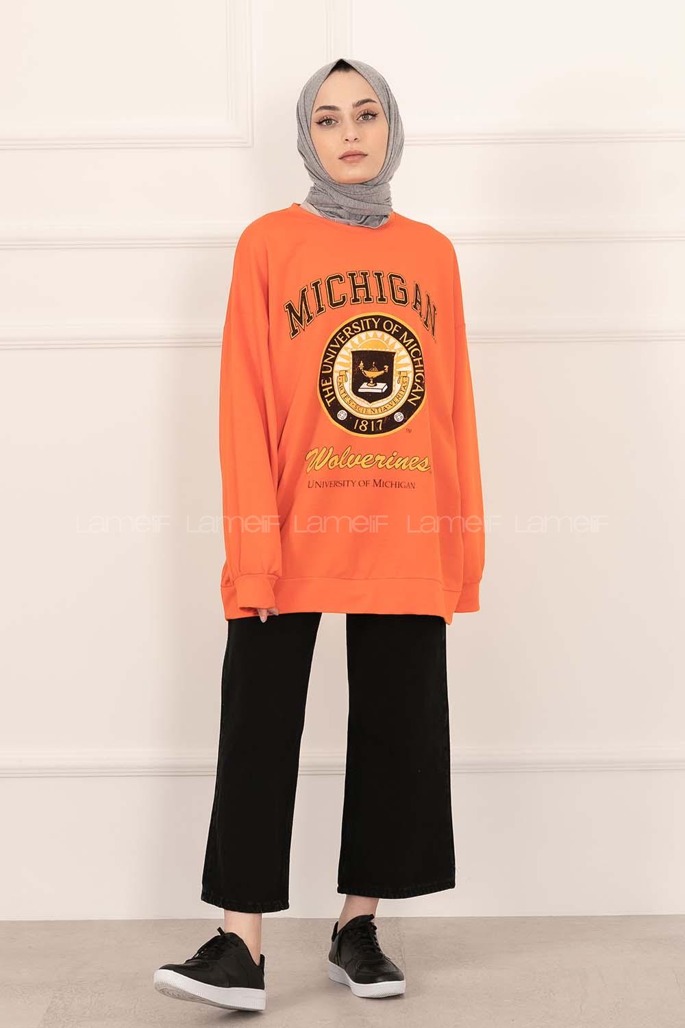 Modalamelif Önü Yazı Ve Arma Baskılı Salaş Sweat Oranj