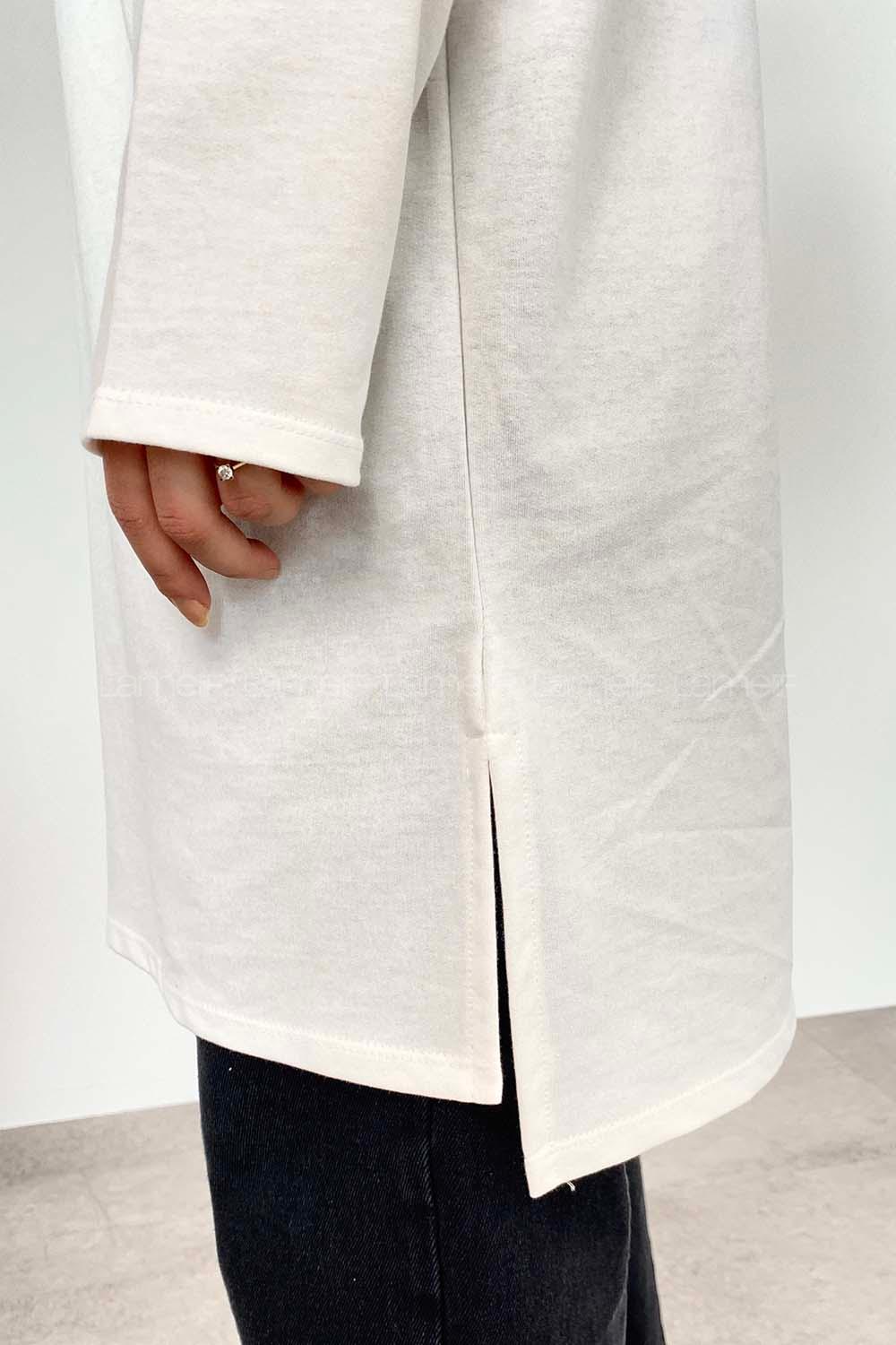 Lamelif Düz Tesettür Model Spor Tunik Beyaz