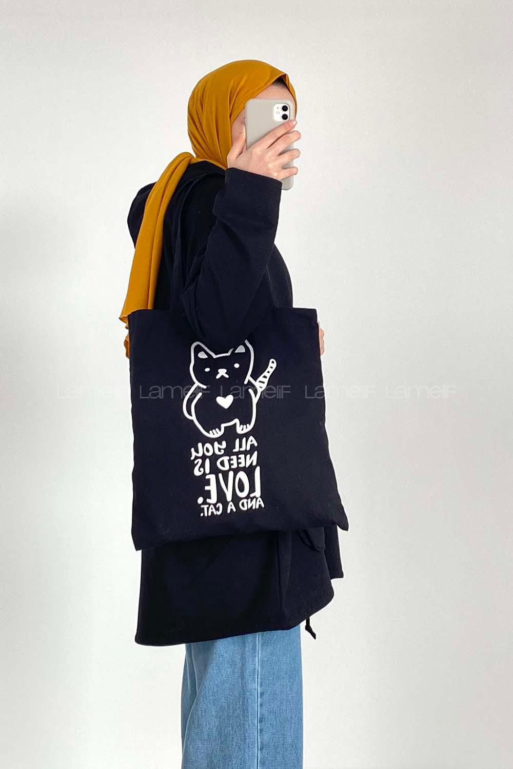 Modalamelif Kapşonlu Çift Kapak Cepli Sweat Siyah