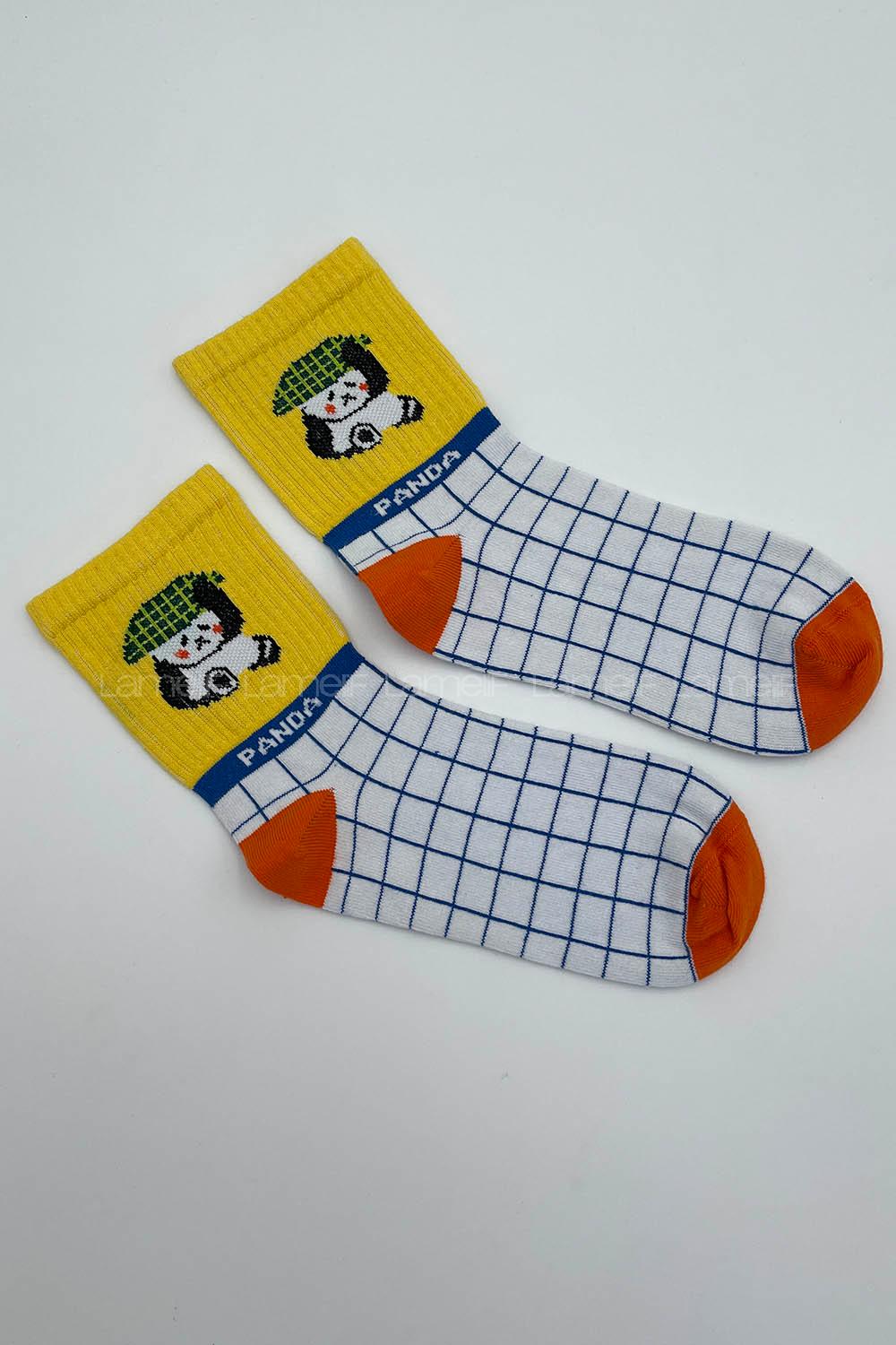 Modalamelif Grid Panda Çorap Sarı