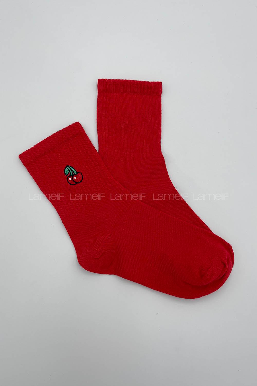 Modalamelif Kiraz Desenli Soket Çorap