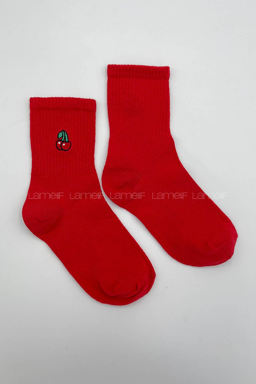 Modalamelif Kiraz Desenli Soket Çorap