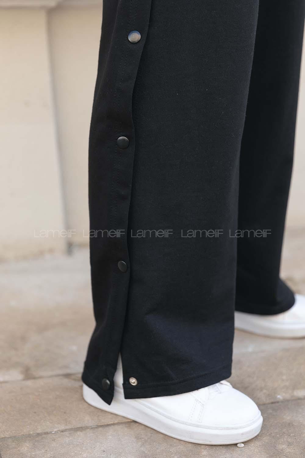 Modalameliflyn Yanı Çıtçıtlı Eşofman Siyah