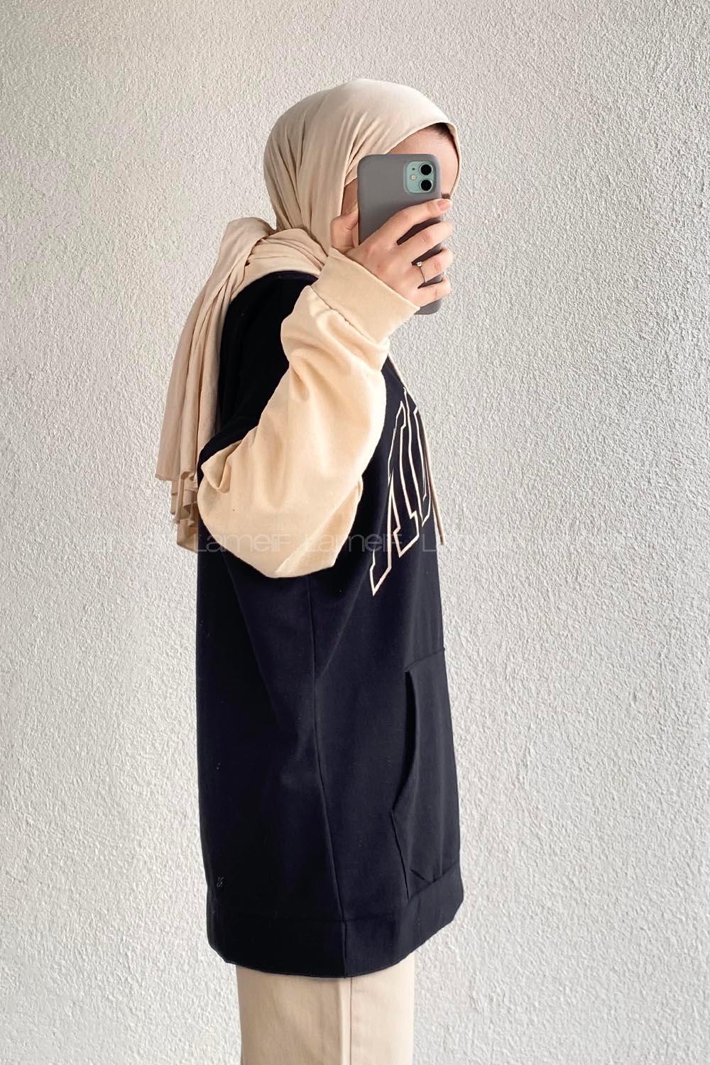 Modalamelif Boston Baskılı Garnili Sweat Siyah