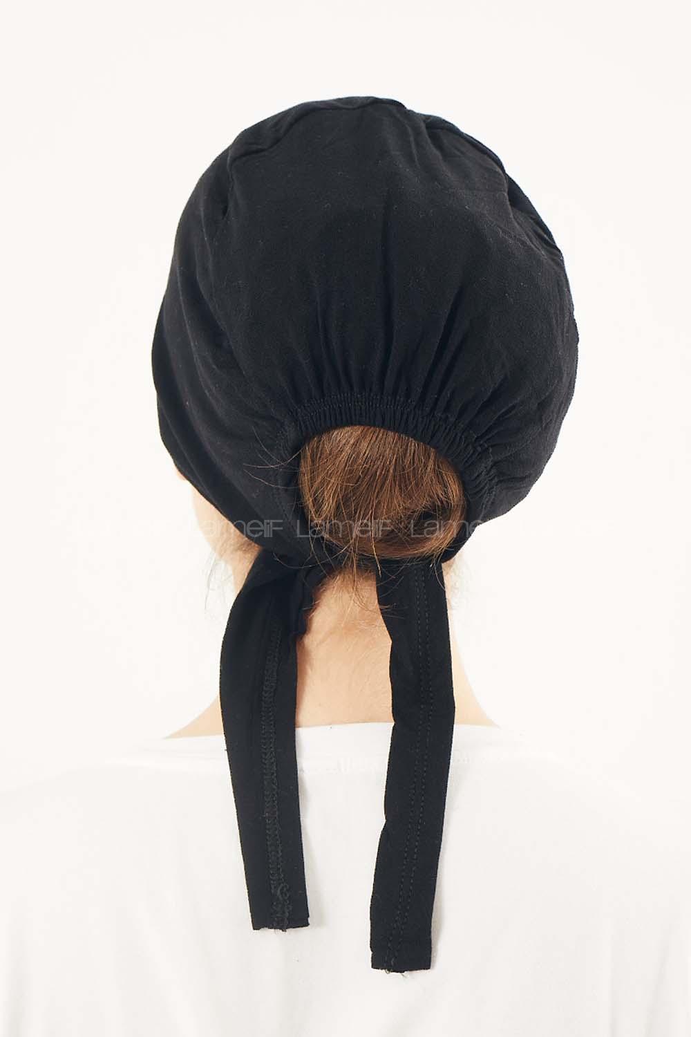 Lamelif Dikişsiz Bağlamalı Penye Bone Siyah