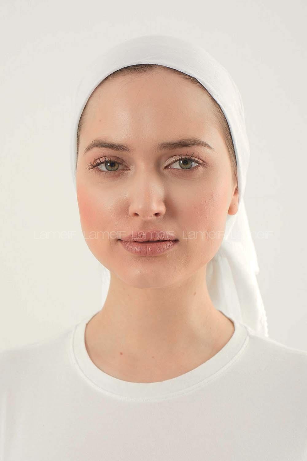 Lamelif Pamuklu İç Tülbent Beyaz