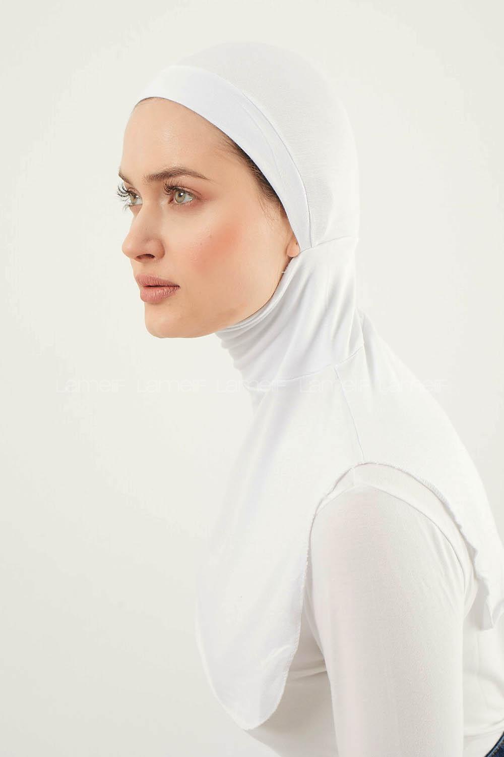 Lamelif Penye Boyunluklu Bone Beyaz