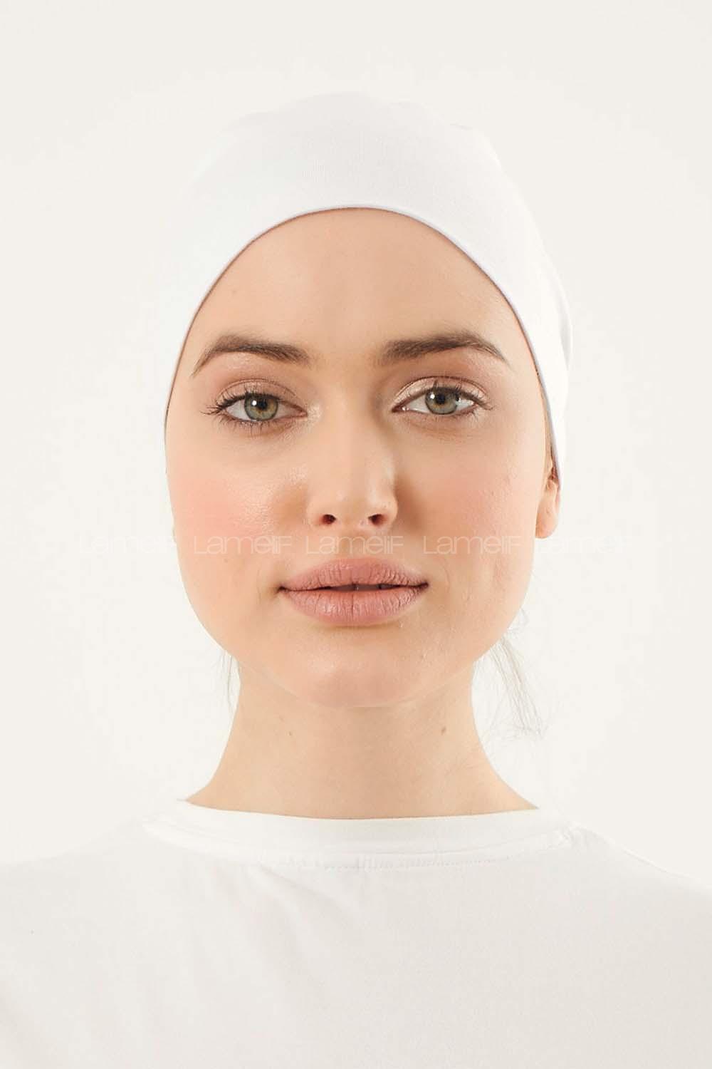 Lamelif Dikişsiz Bağlamalı Penye Bone Beyaz