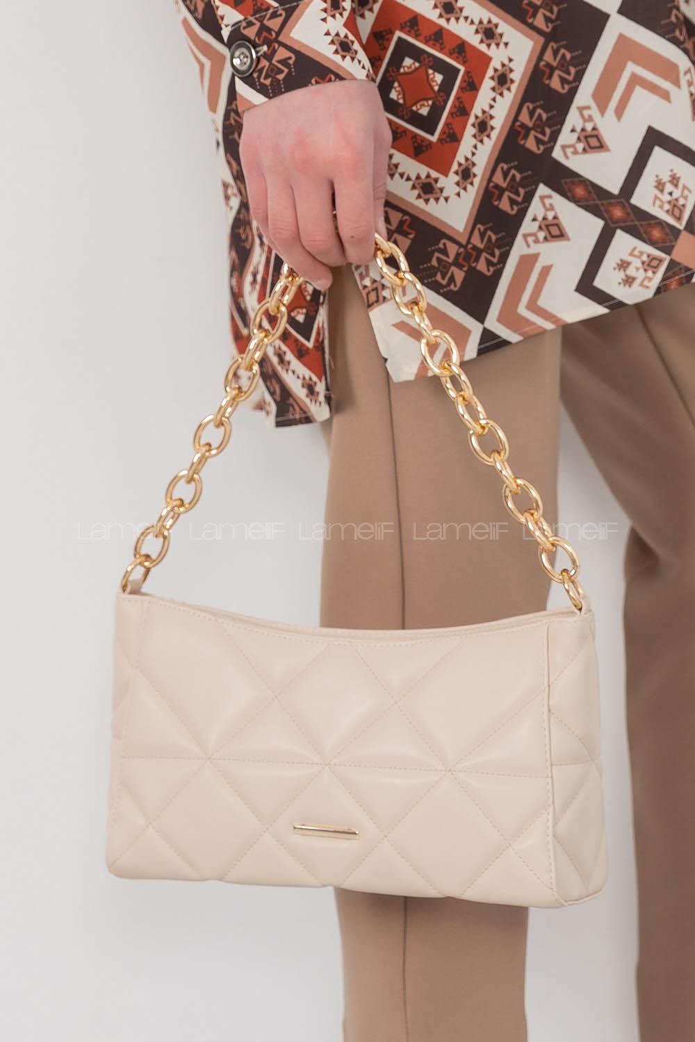 Cream Buckle Skin Hand Bag Arm Bag Bag