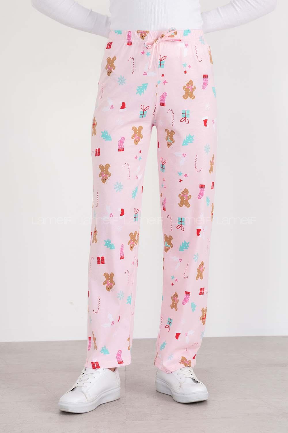 Pink Shirt Collar Long Arm Without Accessories Cotton Fabric Regular Trousers Comfortable Pyjamas