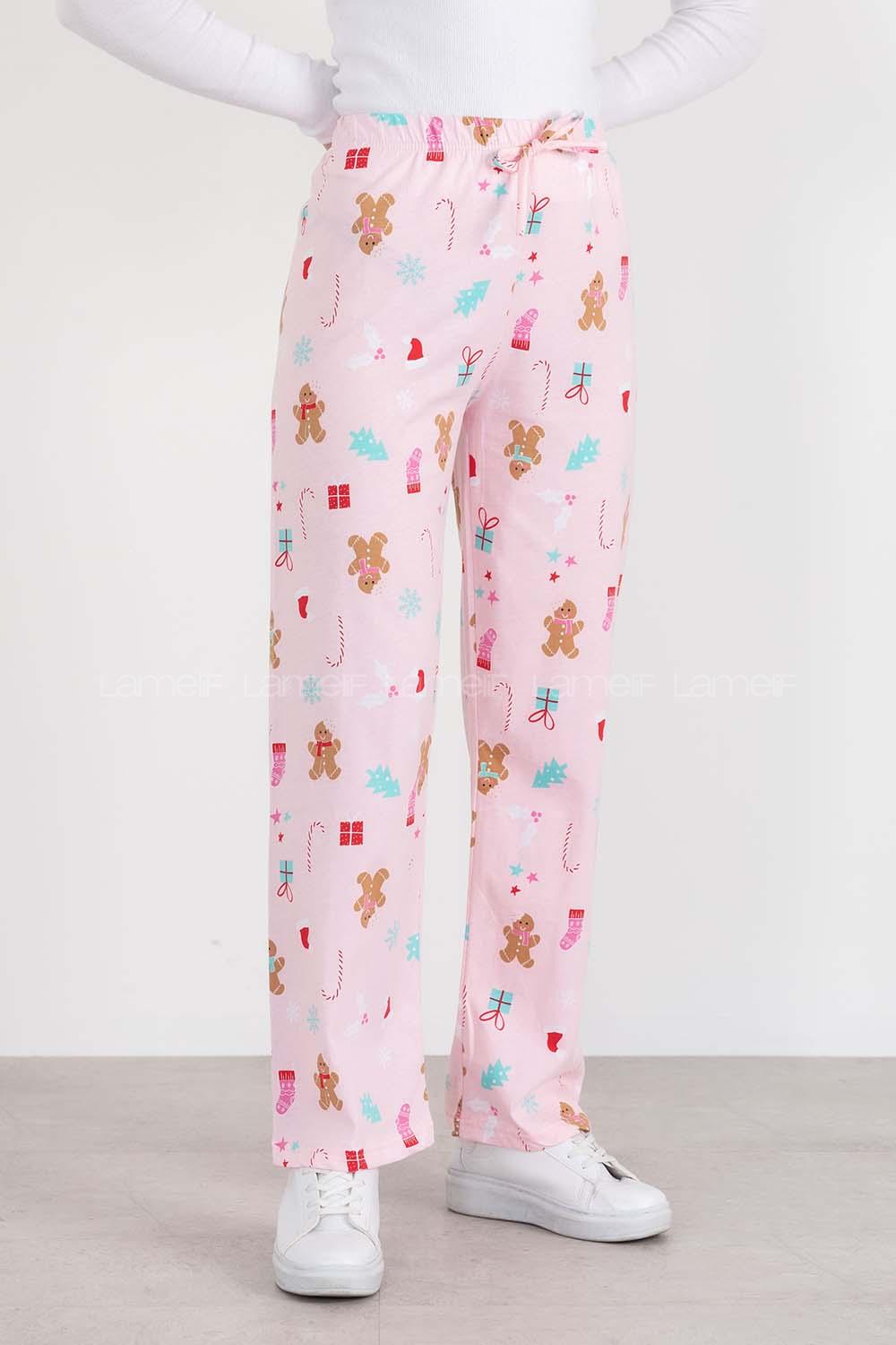 Pink Shirt Collar Long Arm Without Accessories Cotton Fabric Regular Trousers Comfortable Pyjamas