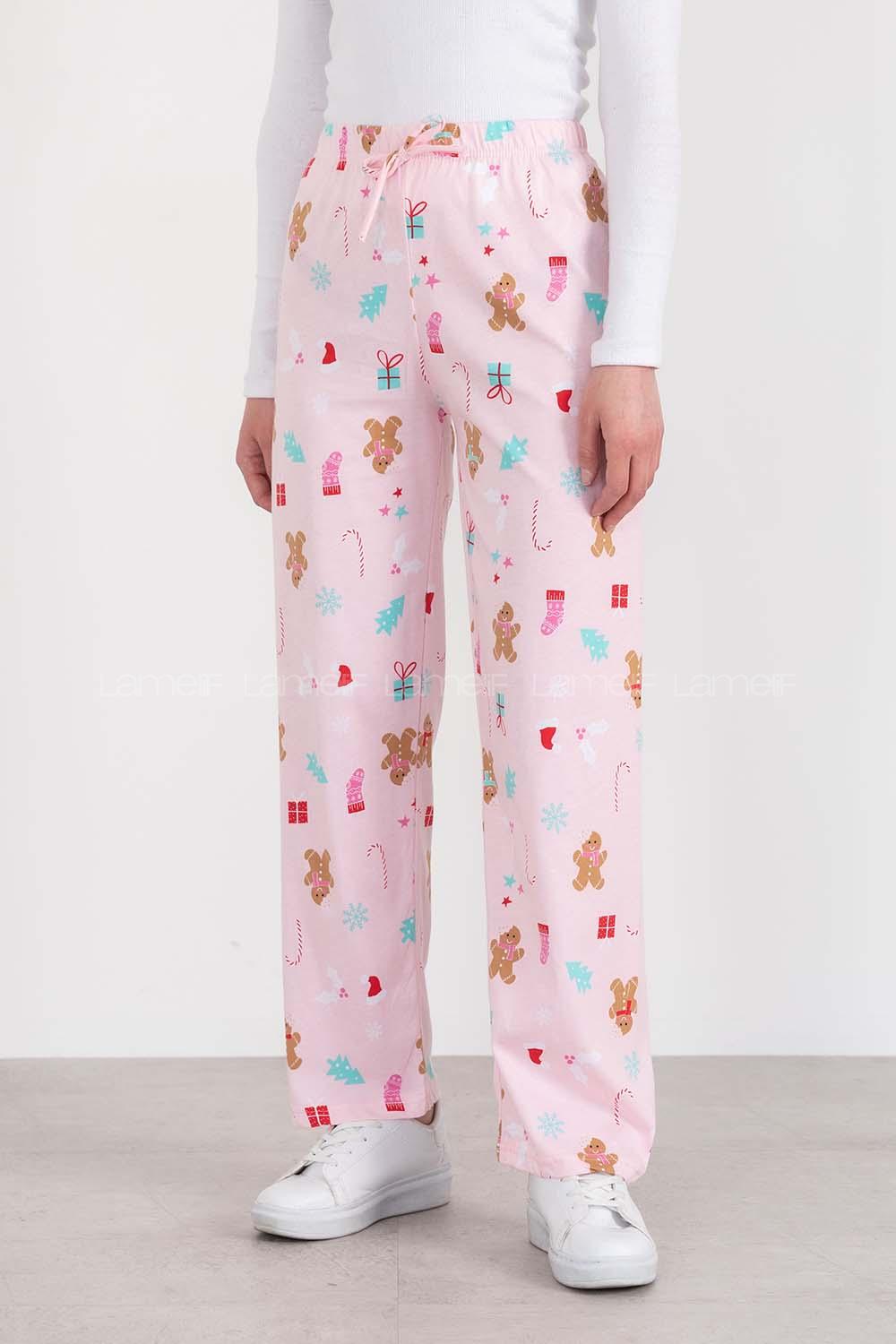 Pink Shirt Collar Long Arm Without Accessories Cotton Fabric Regular Trousers Comfortable Pyjamas