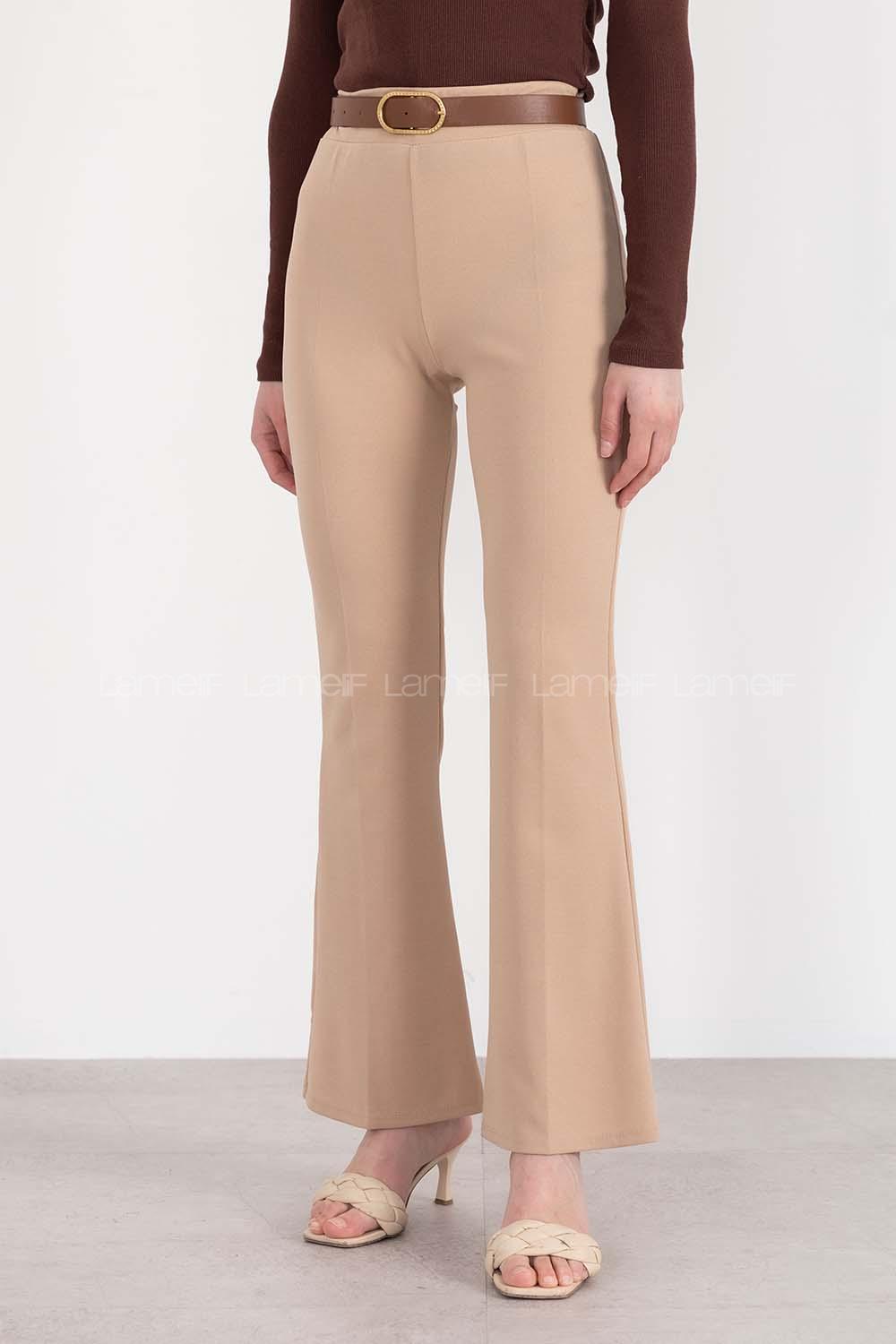 Modalamelif İspanyol Paça  Pantolon Bej