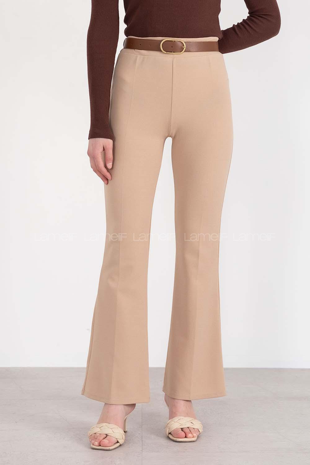 Modalamelif İspanyol Paça  Pantolon Bej