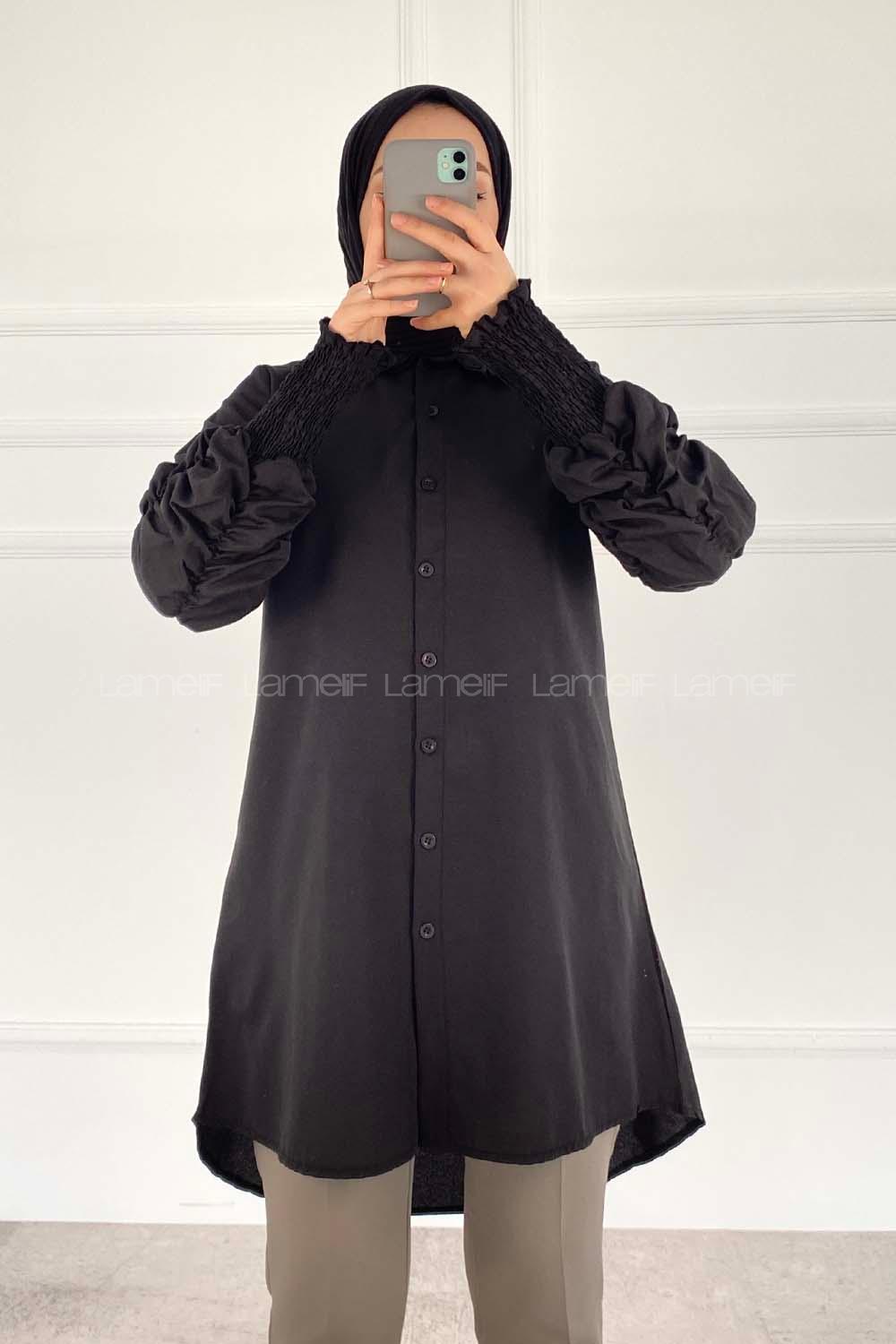 Black Shirt Collar Long Arm Viscose Fabric Printed Shirt