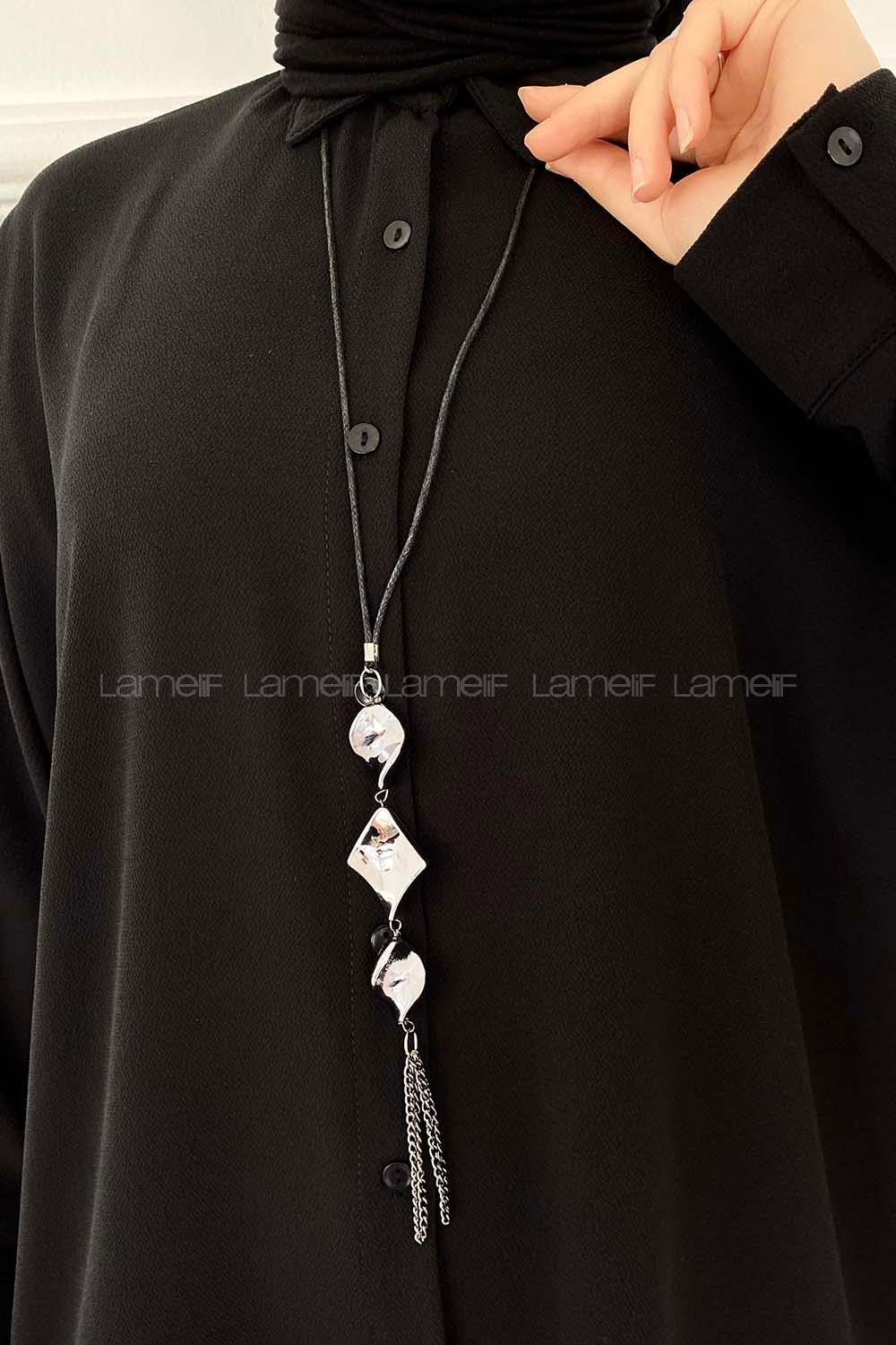 Black Shirt Collar Long Arm Cotton Fabric Unprinted Shirt