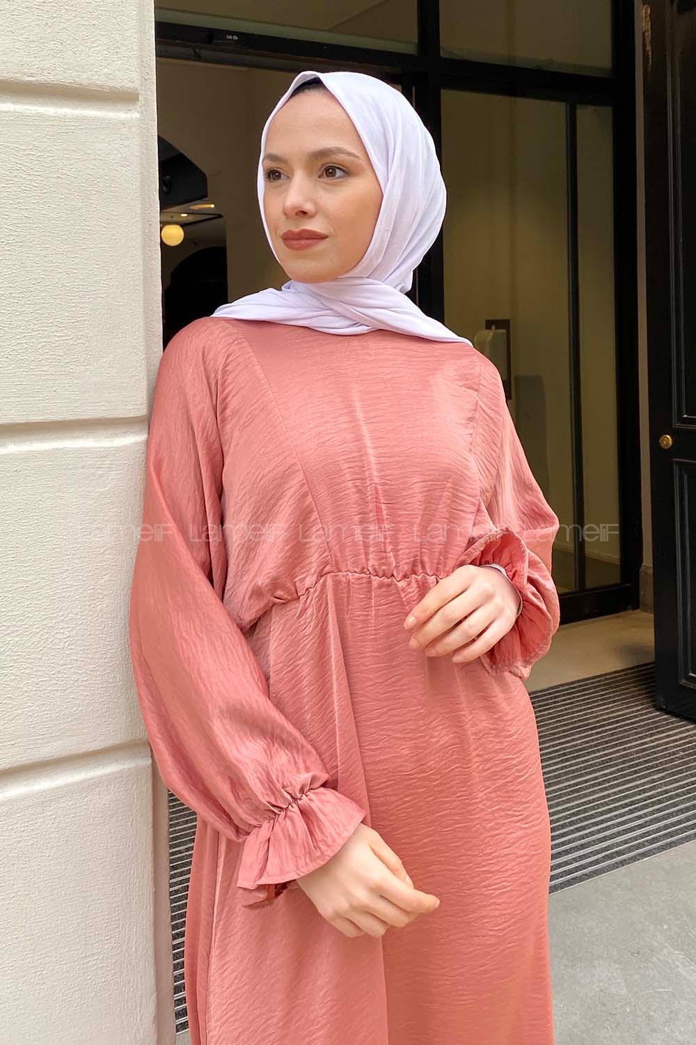 Rose Medium Crew Neck Cotton Fabric Unprinted Dresess