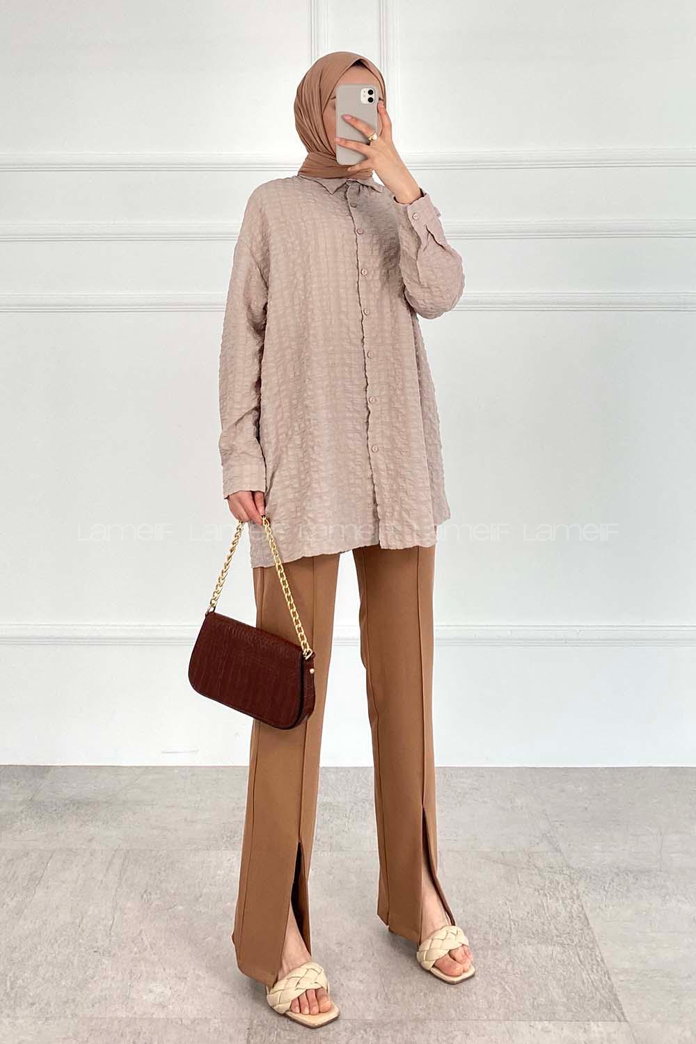 Stone Shirt Collar Long Arm Cotton Unprinted Shirt