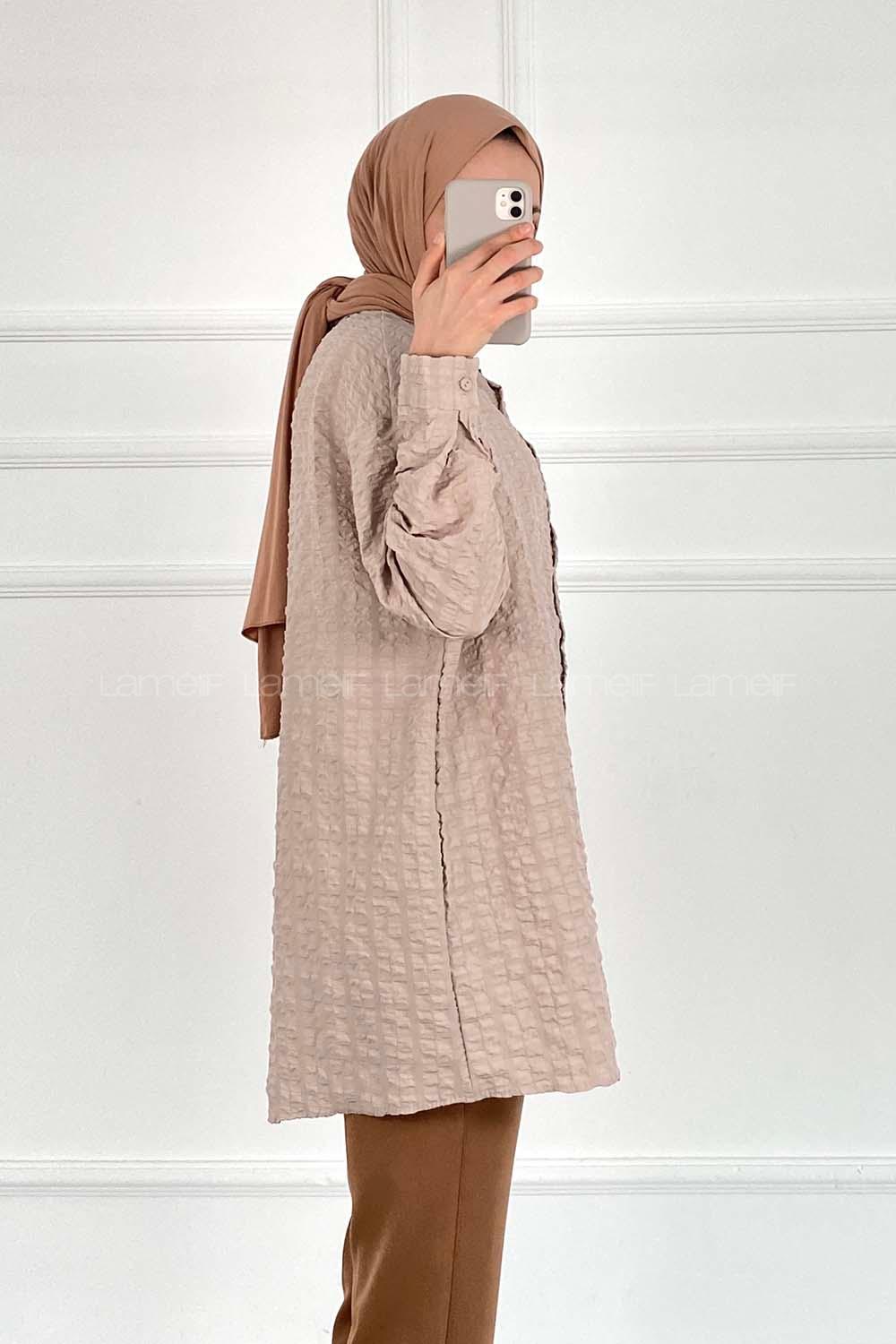 Stone Shirt Collar Long Arm Cotton Unprinted Shirt