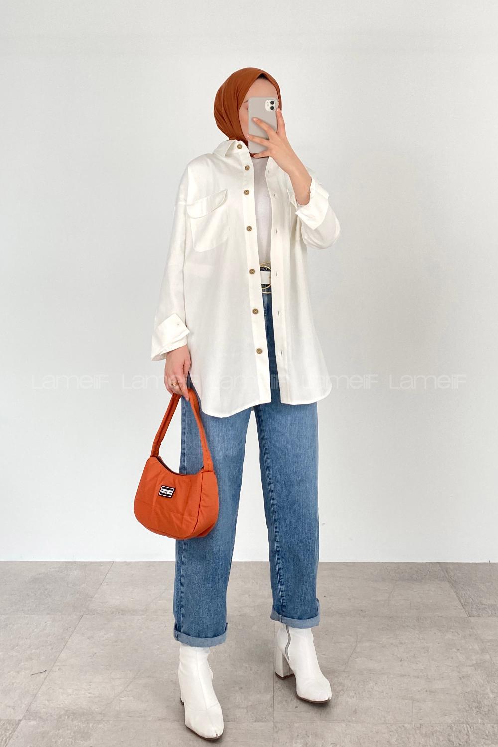 Orange Buckle Skin Hand Bag Bag