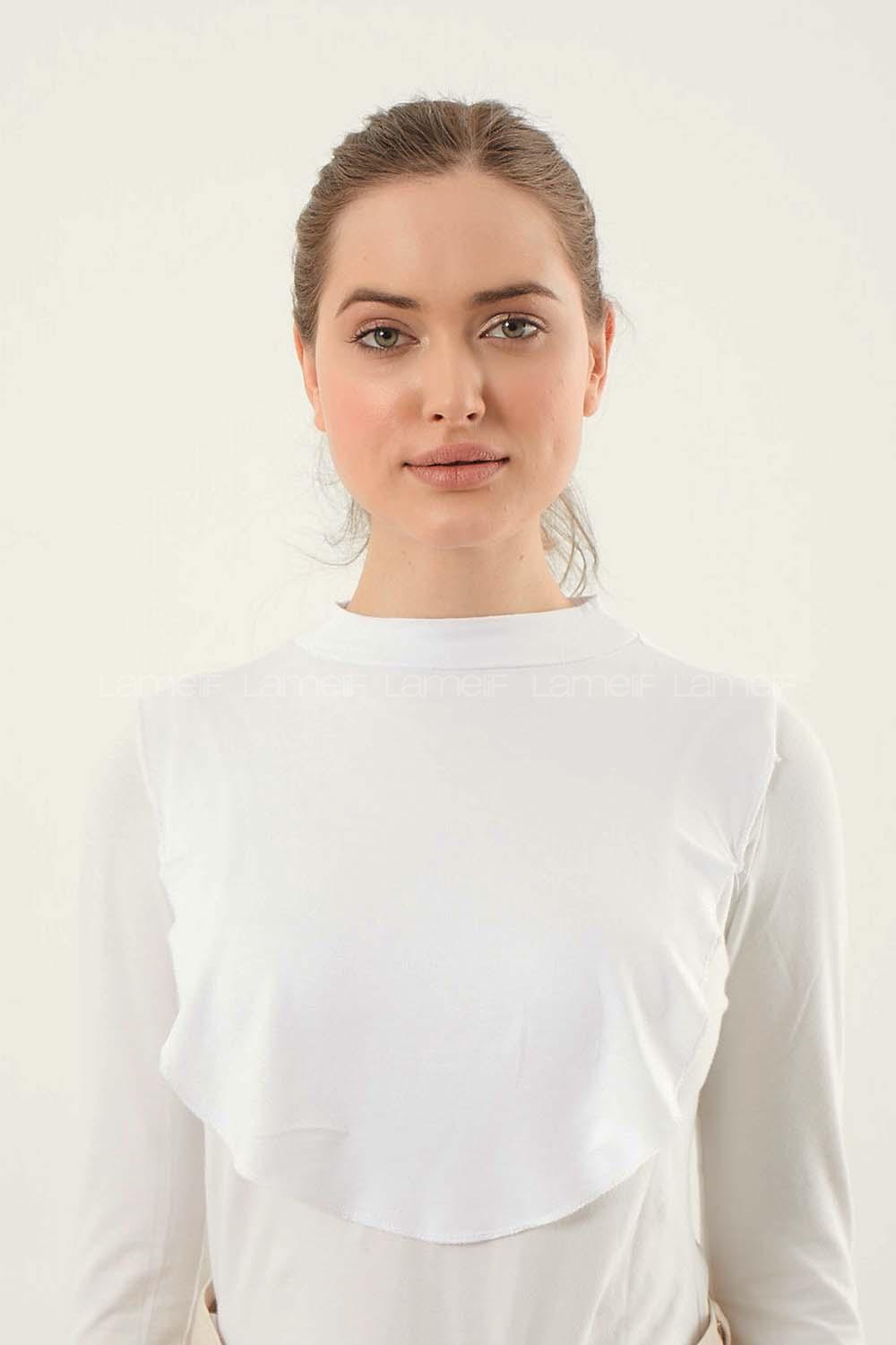 Lamelif Düz Penye Boyunluk Beyaz