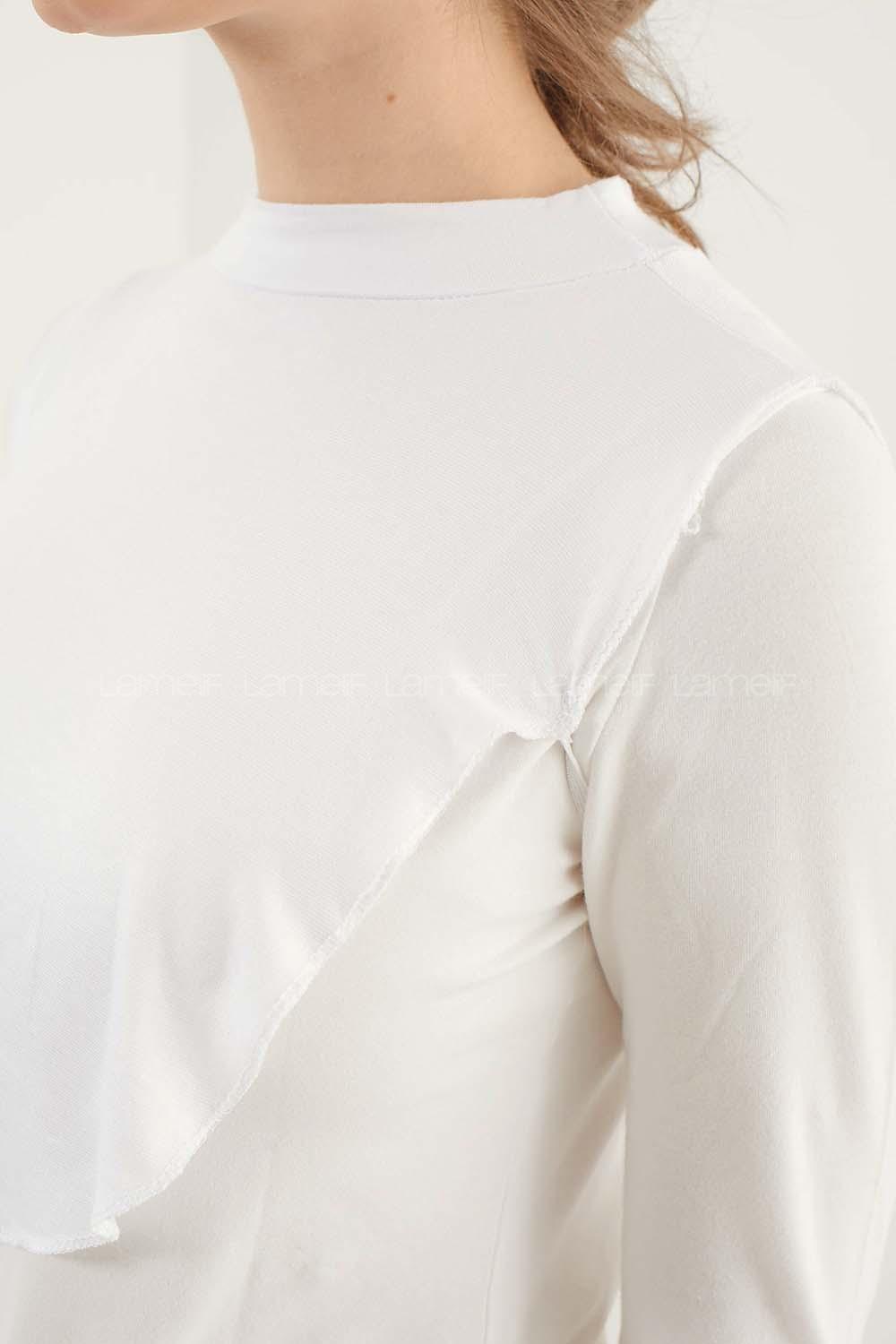 Lamelif Düz Penye Boyunluk Beyaz