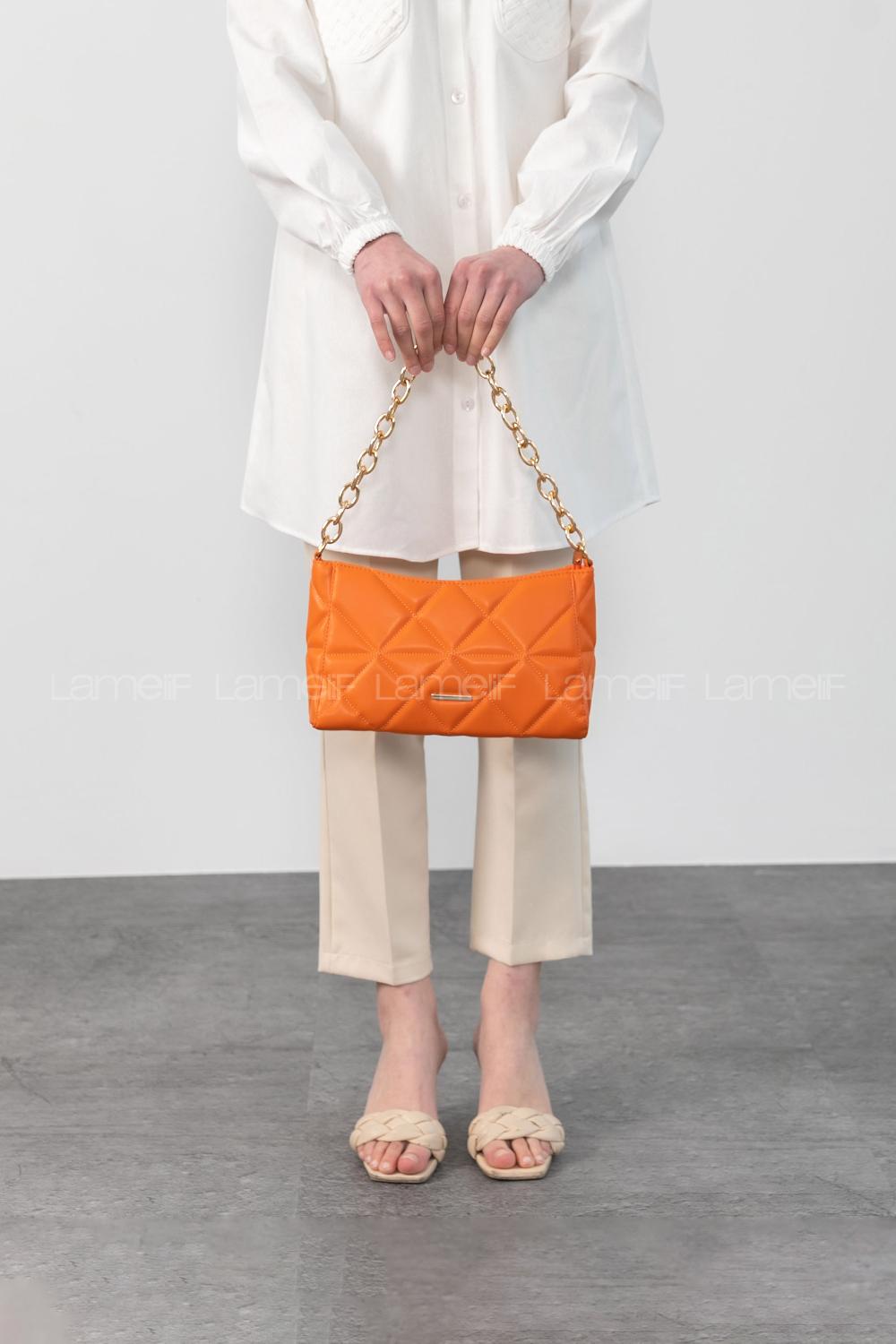 Orange Buckle Skin Hand Bag Arm Bag Bag