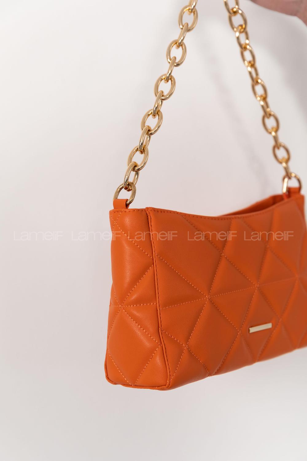 Orange Buckle Skin Hand Bag Arm Bag Bag