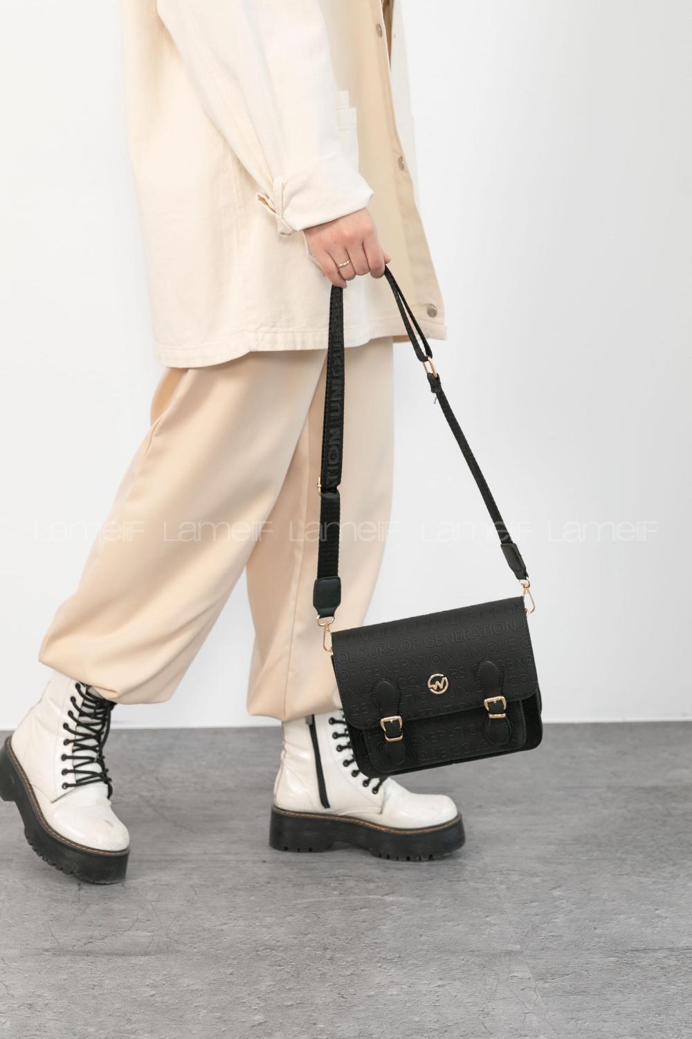 Black Buckle Skin Hand Bag Arm Bag Bag