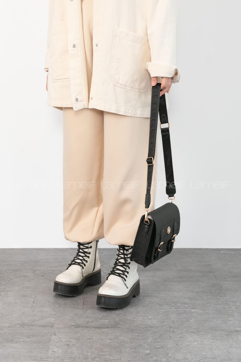 Black Buckle Skin Hand Bag Arm Bag Bag