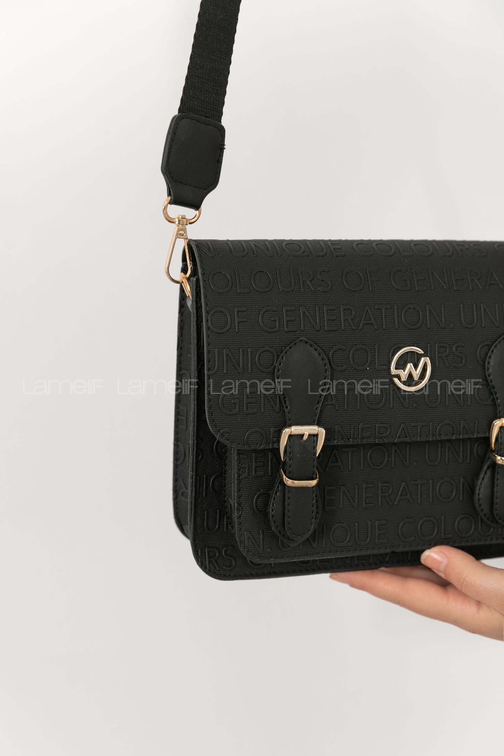 Black Buckle Skin Hand Bag Arm Bag Bag