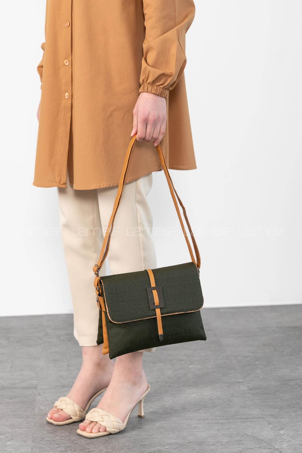 Khaki Buckle Skin Hand Bag Arm Bag Bag